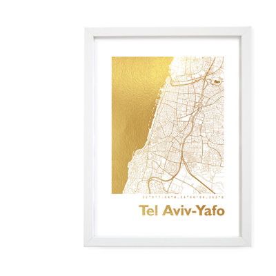 Tel Aviv Map 1 Piece Single Picture Frame Wall Art