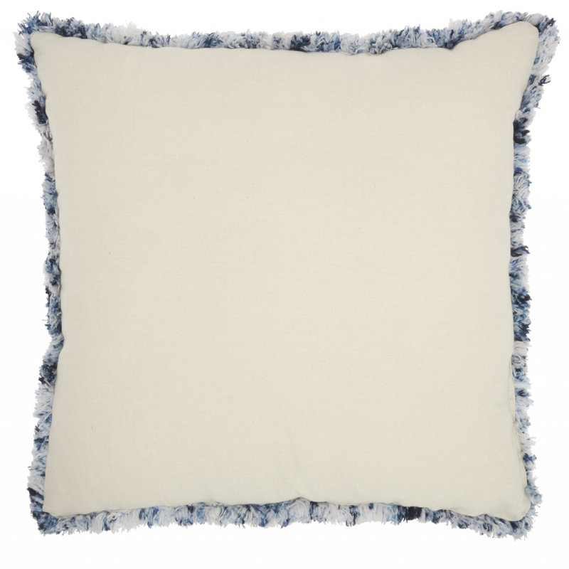 24" Diamond Faux Fur Throw Pillow, Royal Blue/White