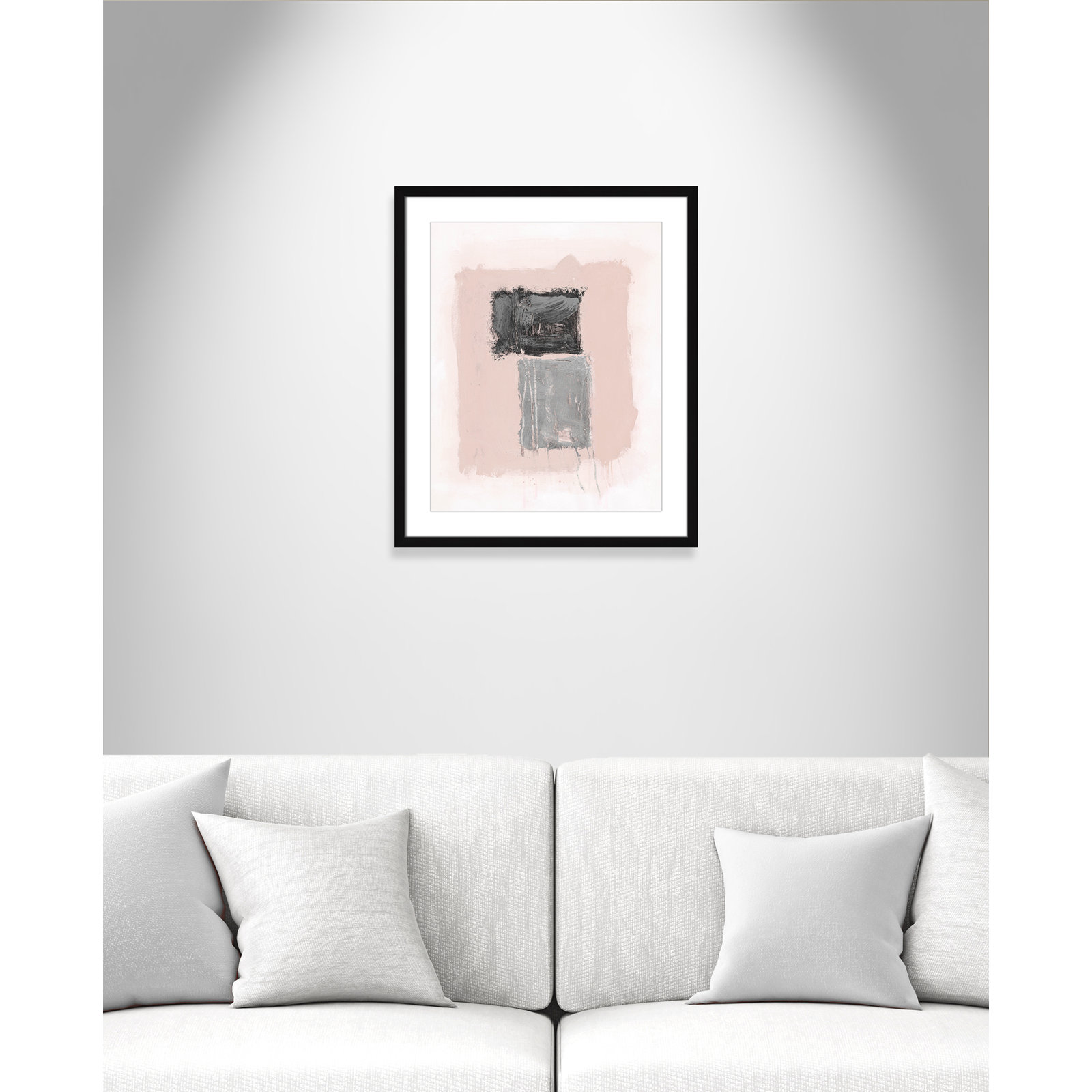 Pink, Black and Silver Shimmer II Print, 25.5" H x 21.5" W x 1.25" D, Black Matted Picture Framed