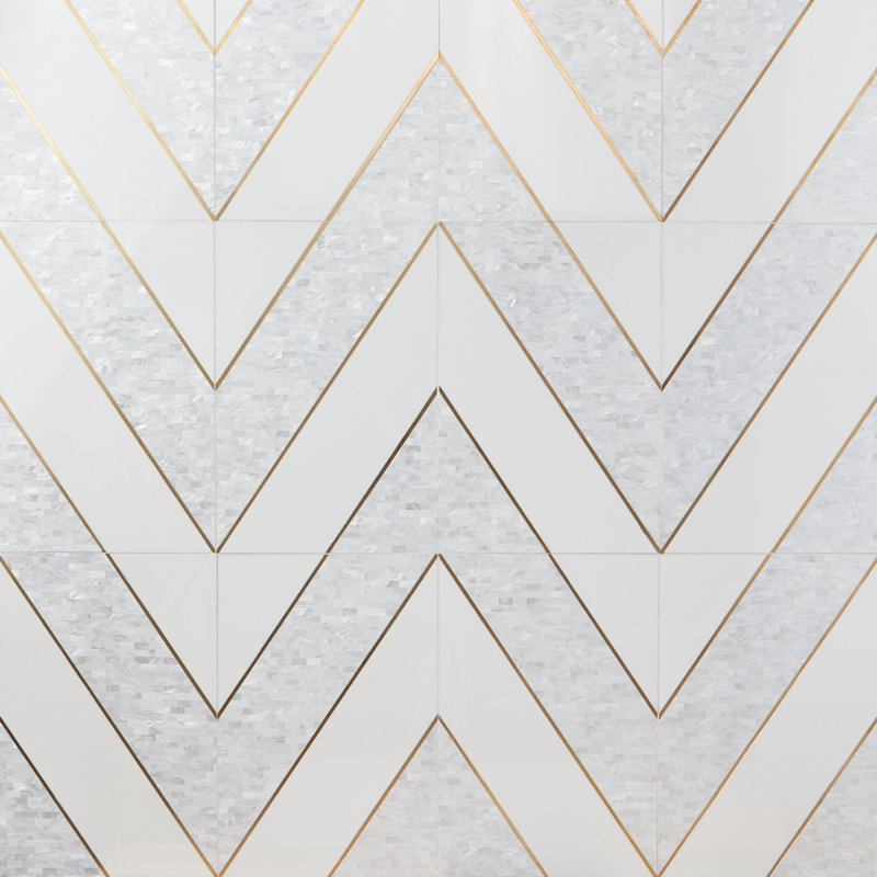 Elizabeth Sutton Monarch 12" x 18" Marble Patterned Wall & Floor Tile, Perla