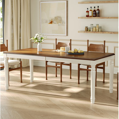 Table de salle à manger rectangulaire traditionnelle avec plateau en bois et pieds tournés pour la salle à manger et la cuisine