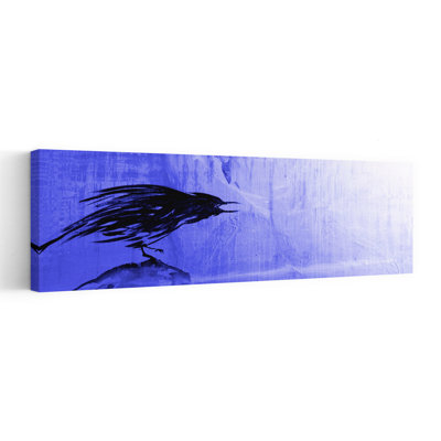 Solitary Blue Raven Dramatic Elegant Minimalist Bird Nature Wall Art