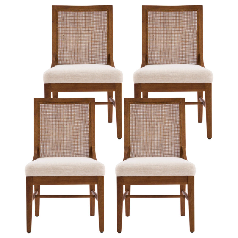 Elora Transitional Rubberwood Upholstered Dining Chairs With Backrest, Walnut
