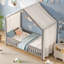 Lit de sol avec baldaquin Montessori, structure de lit simple-327647399-327648088