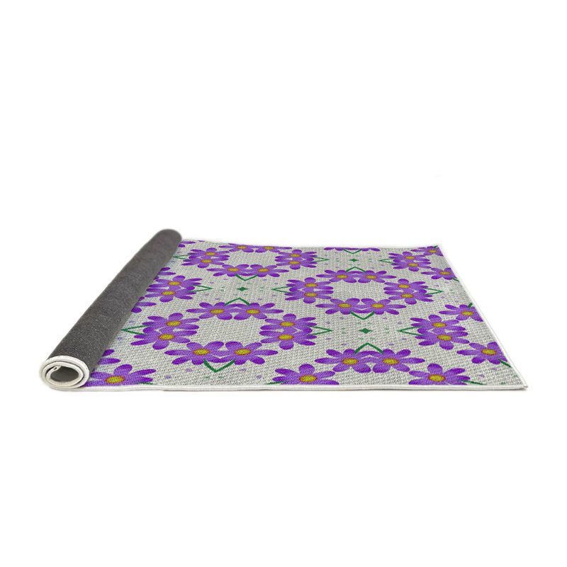 Tapis mauve/vert à tisser électrique, Rond 8 pi