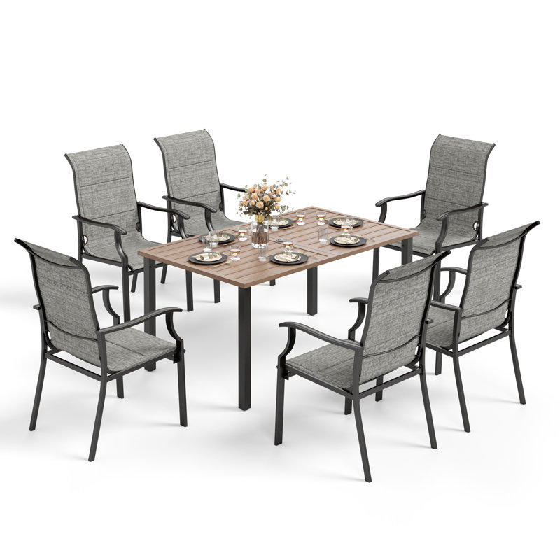 Ensemble de salle à manger pour 6 personnes en métal avec table rectangulaire