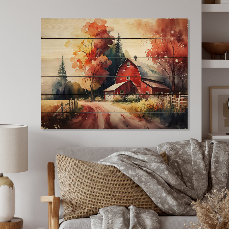 Velma Calm Red Barn - Print, H 12 po x l 20 po x P 1 po