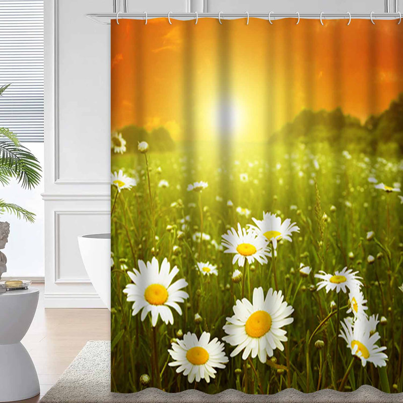 Rideau de douche White Daisies Field Twilight, L 72 po x l 78 po