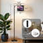 Lampe sur pied à arc avec pivoines et lampe sur pied à 3 lumières à intensité variable avec télécommande pour chambre à coucher, ampoule incluse