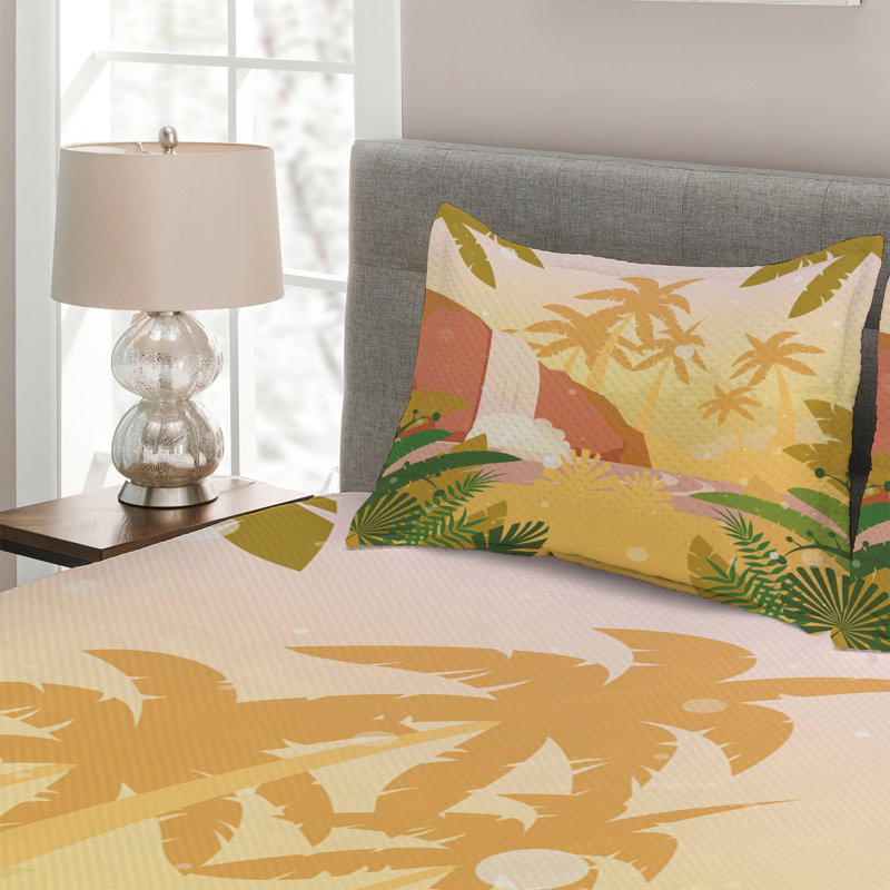 Coastal Polyester Coverlet, Queen Bedspread + 2 Shams