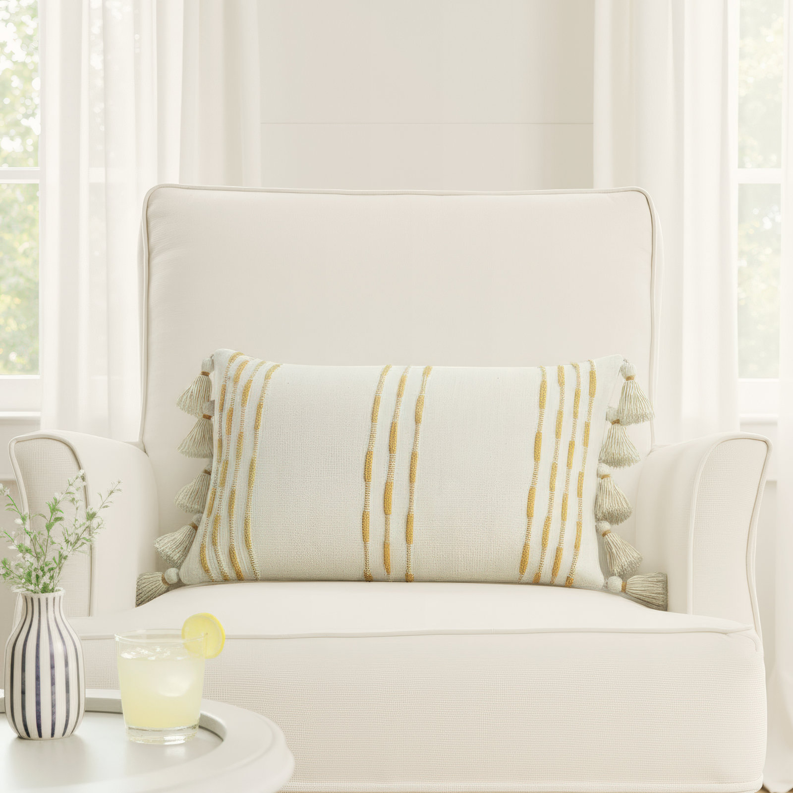 Favager Cotton Lumbar Throw Pillow
