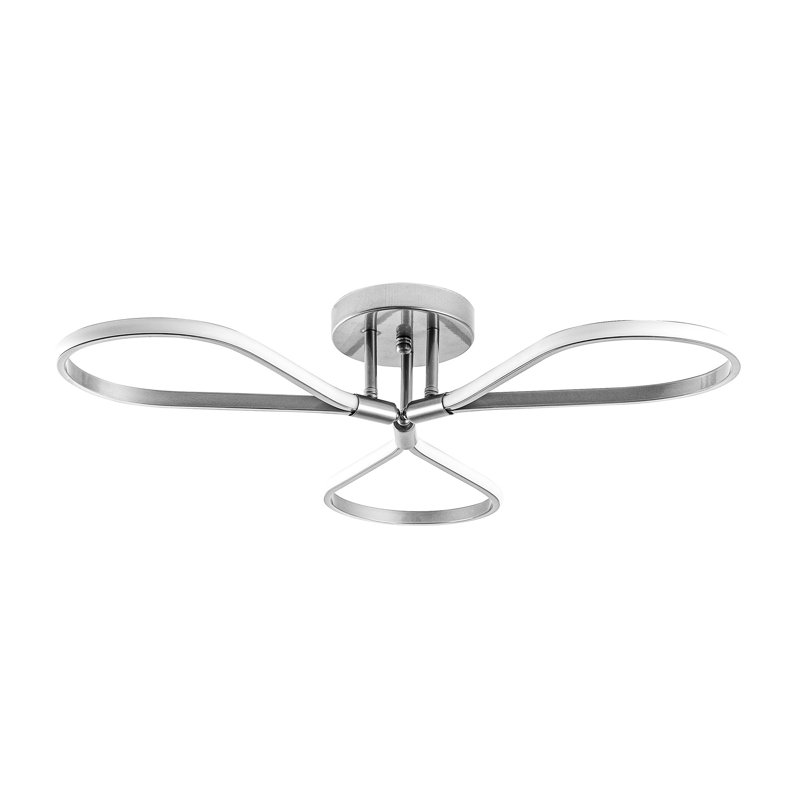 Lustre moderne en chrome, 26,8 po x 5,5 po x 26,8 po | Corps en métal avec 3 x douille à DEL SMD 11 W, 3000 K | Conception élégante de couleur unie, parfaite pour la salle à manger, le salon et les entrées | Certifié IP20