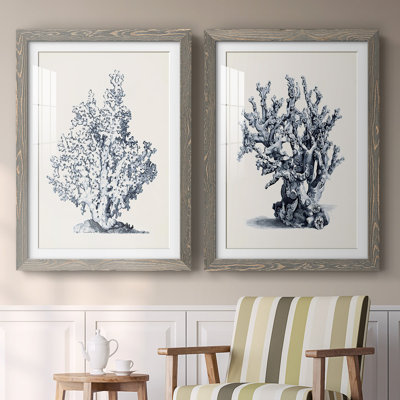 «Blue Antique Coral I-Premium», reproduction encadrée prête à être accrochée