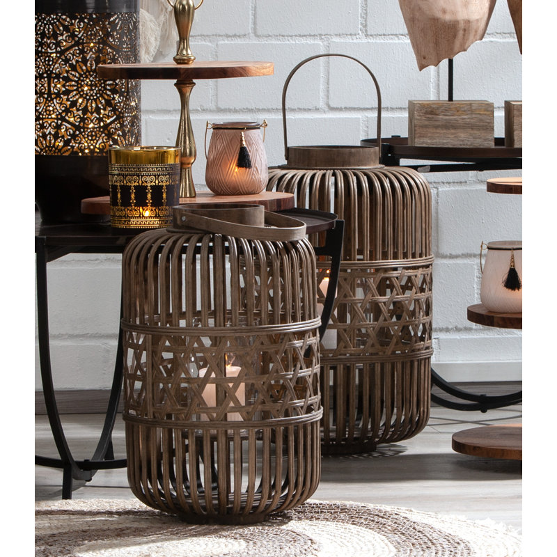 Bamboo Floor Lantern, 46cm H x 32cm W x 32cm D