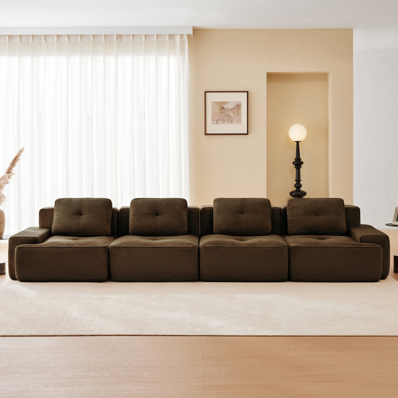 Canapé modulaire en velours côtelé 153 po 153 po avec assemblage 153 po