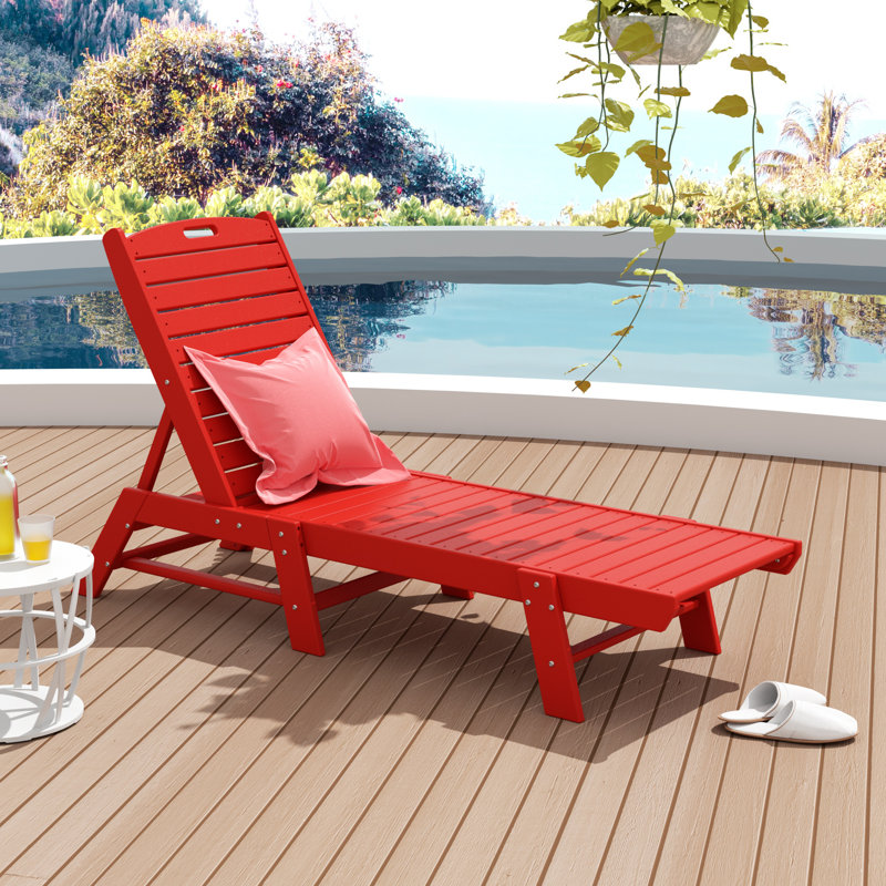 Chaise longue d'extérieur en PEHD Laguna, Rouge