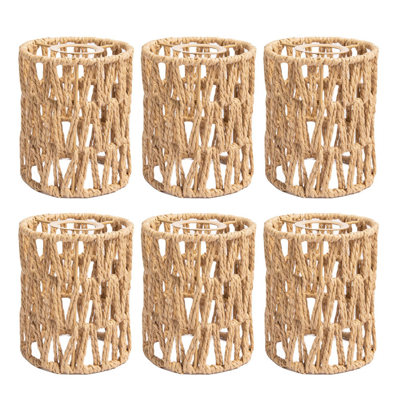 Paquet de 6 abat-jour cylindrique en rotin Boho