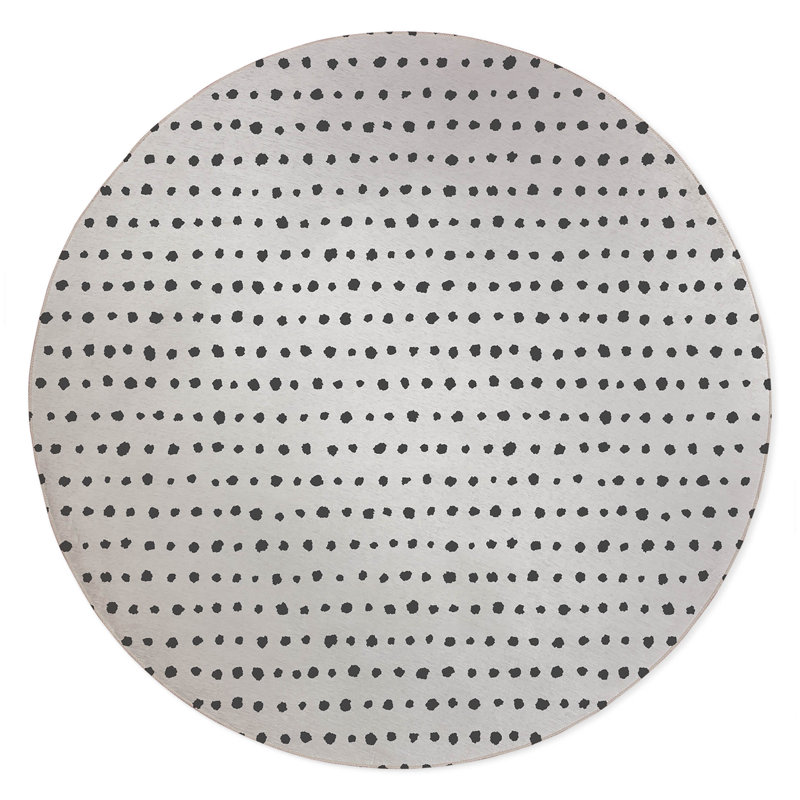 Dot Row Non-Slip Outdoor Rug, Round 5'