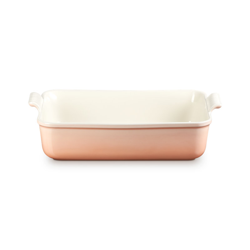 Le Creuset Stoneware Heritage Deep Rectangular Lasagna Dish, 6.75 Qt., Cerise, Peche