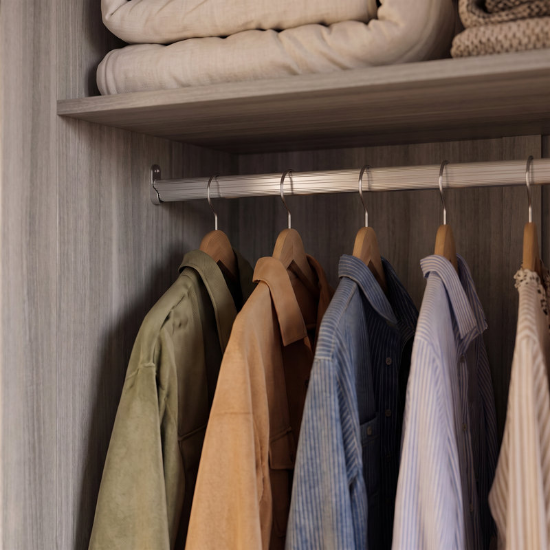 Armoire penderie 3 portes avec tringle et tablettes de rangement pour l'organisation de la chambre à coucher, Gris