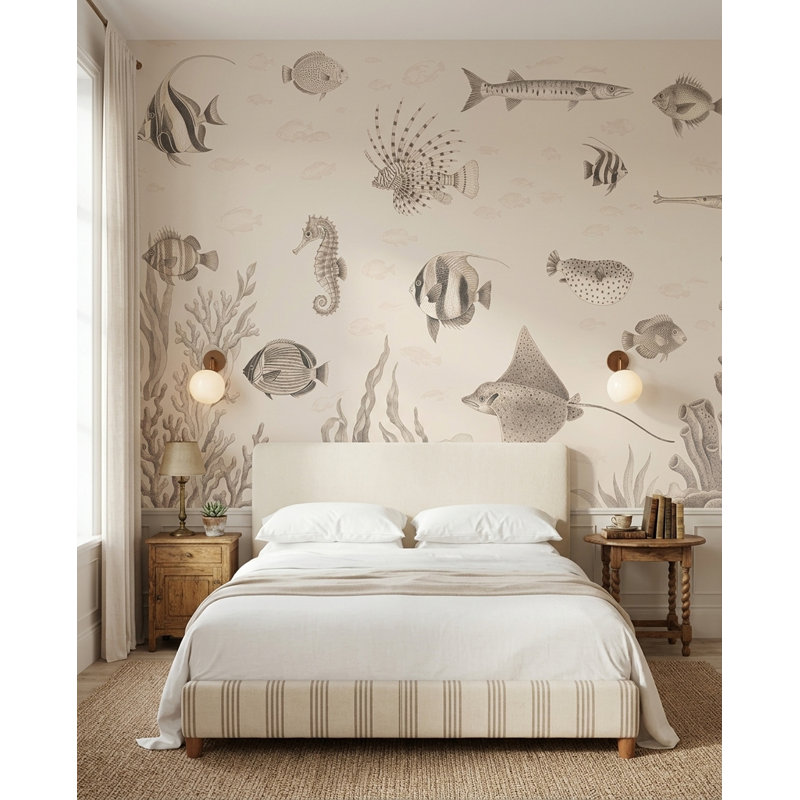 Papier peint marine Vie marine, 160"x108", Peel and Stick