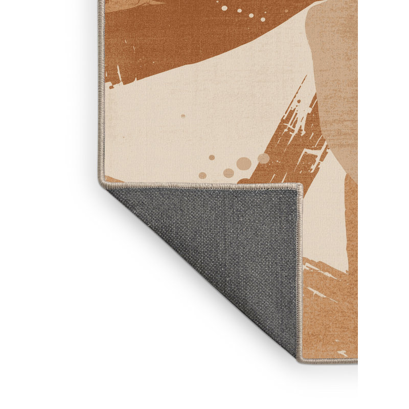 Soft Plush Narberth Eclectic Abstract Area Rug in Brown – Beige Binding, 8' Round