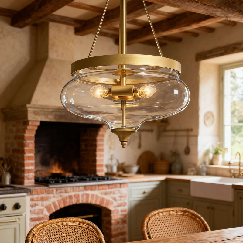 Luminaire de lustre moderne en or avec abat-jour en verre bocal à poissons, luminaire suspendu 3 lumières pour la salle à manger