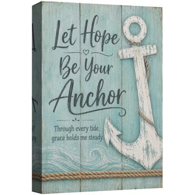«Coastal Anchor Let Hope Be Your Anchor», citation inspirante, salle de bain, impression sur toile encadrée
