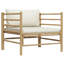 Canapé d'extérieur en tissu de polyester de bambou blanc crème