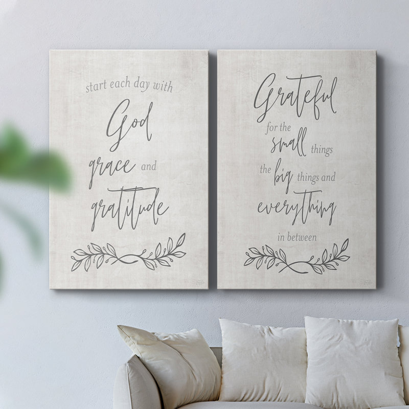 «God Grace and Gratitude» - Toile tendue avec châssis de qualité supérieure - Prêt à être accroché, H 27 po x l 36 po