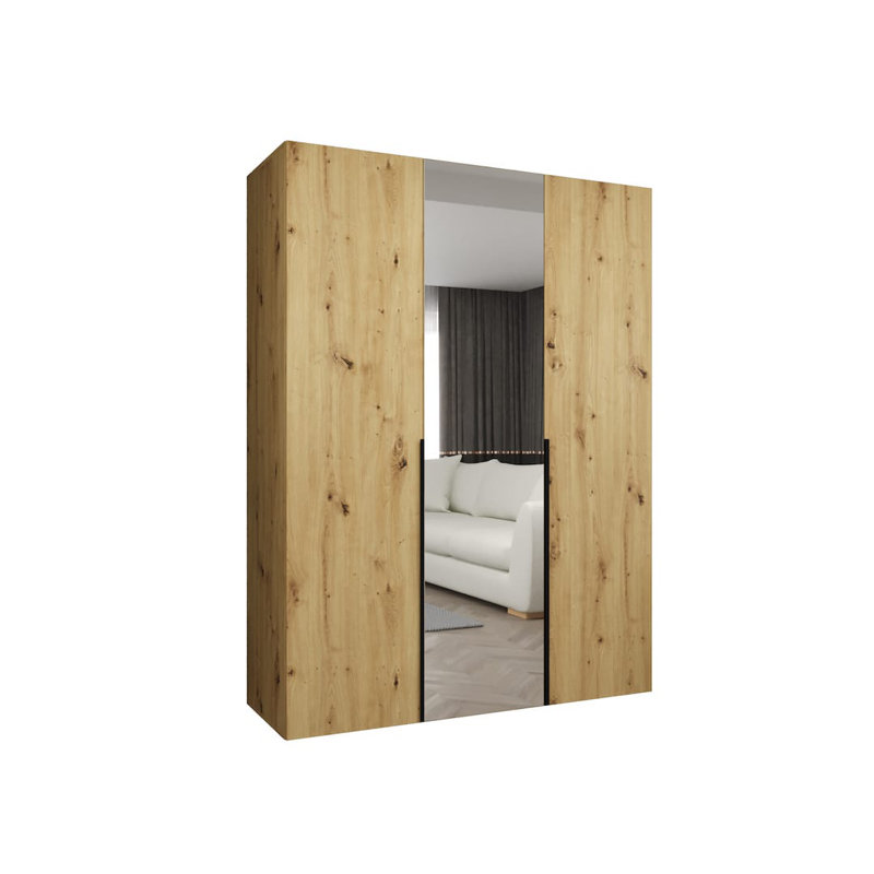 Blina 3 Door Manufactured Wood Wardrobe, Oak Artisan