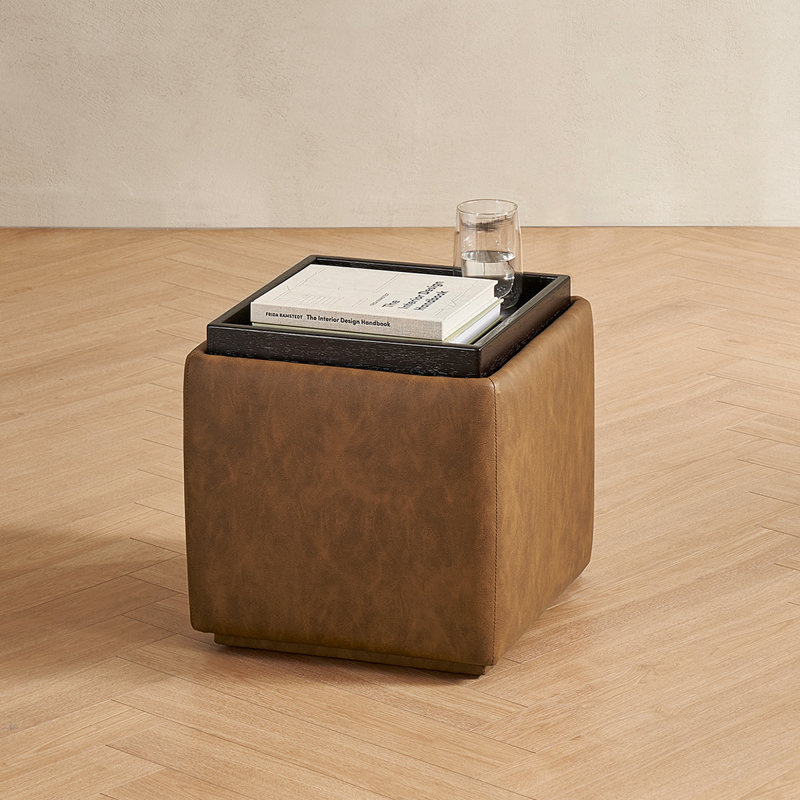 Faux Leather Upholstered Storage Cube