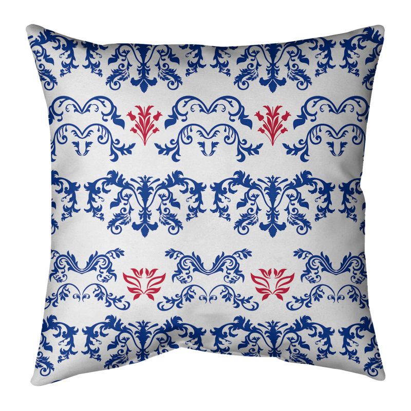 Housse de coussin Buffalo Football Baroque, Blanc / azur / rouge, 14 po x 14 po, Faux lin