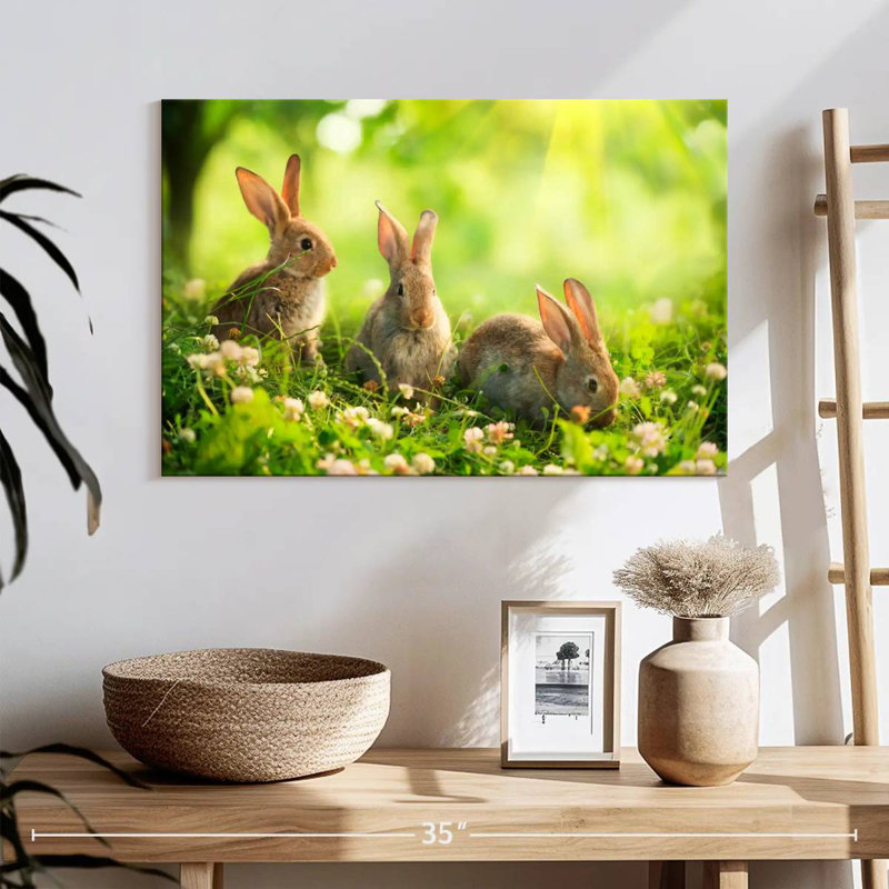 Rabbits By The Meadow, 20" H x 30" W