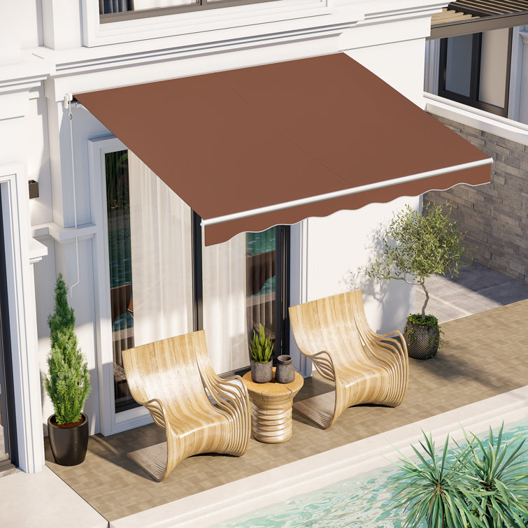 Electric Awning, Retractable Awning with Remote Controller and Manual Crank Handle