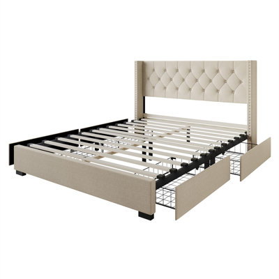 Sauger Upholstered Wingback Storage Bed
