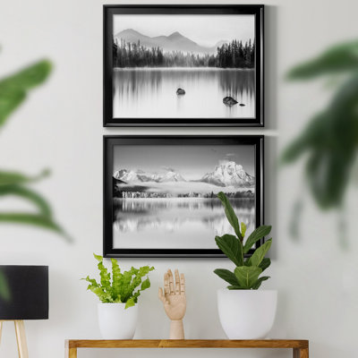 Mountain Reflection - ensemble de 2 reproductions d'art sur toile encadrées