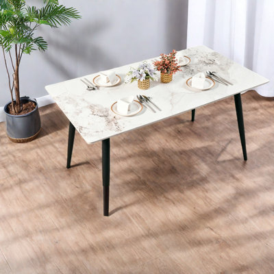 Dining Tables (table Only, No Chairs, Complete With Top And Legs) Modern Marble Look Metal Kitchen Table