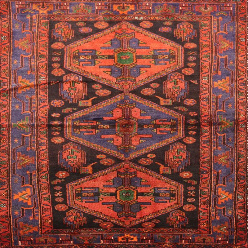 Tapis rouge / brun Southwestern, Rond 6 pi