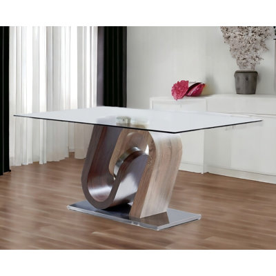 Aeysha 71" Glass Pedestal Base Dining Table
