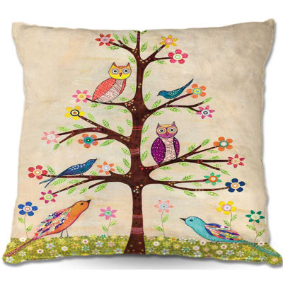 Coussin décoratif arbre d’oiseau hibou