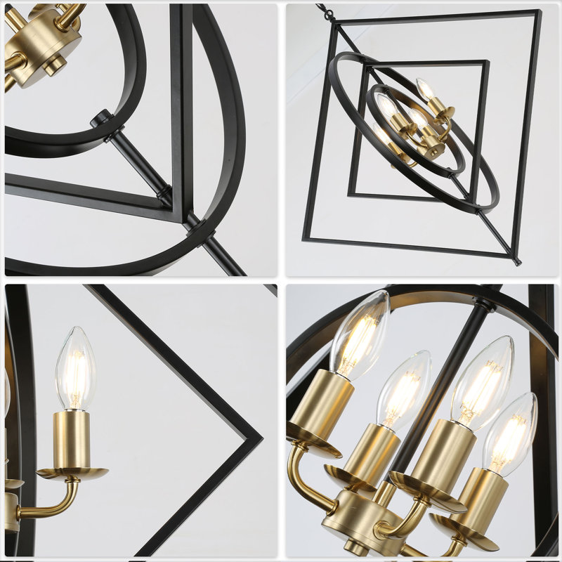 4-Light DIY Shape Chandelier Geometric Adjustable Height Pendant Light