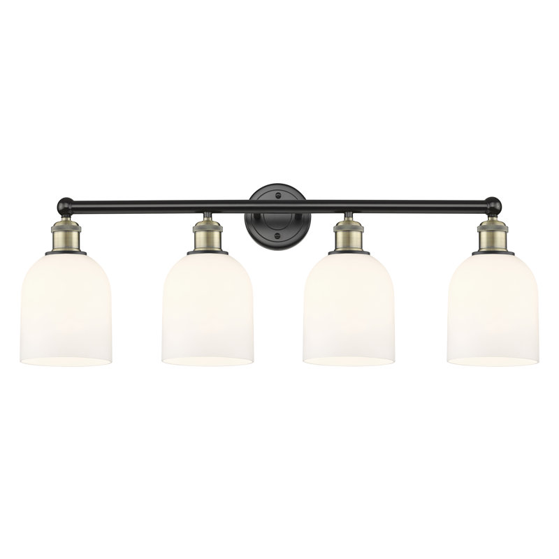Odaniel 4 - Light Dimmable Vanity Light, Gloss White, Black Antique Brass