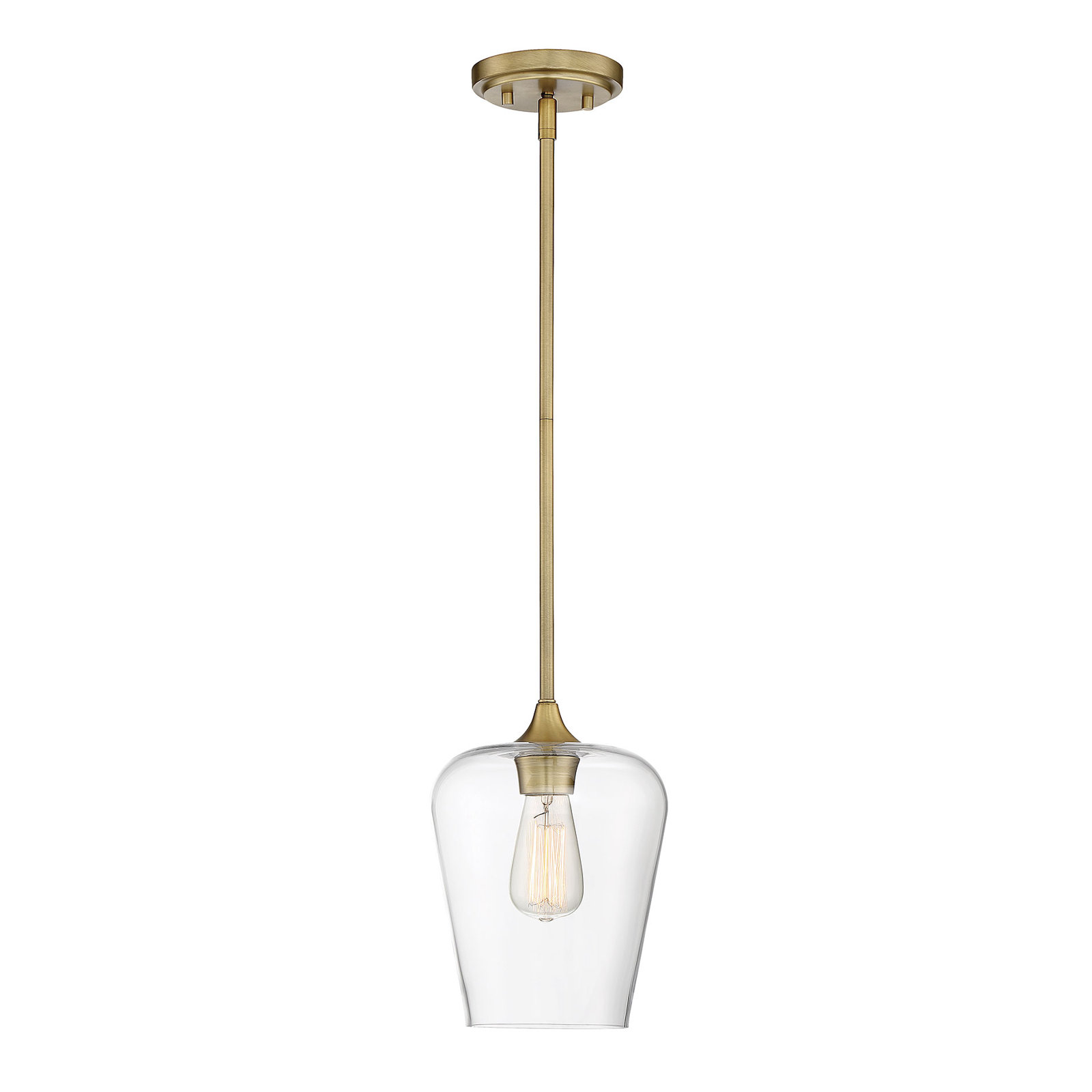 Breena Dimmable Single Light Pendant, Clear, Warm Brass