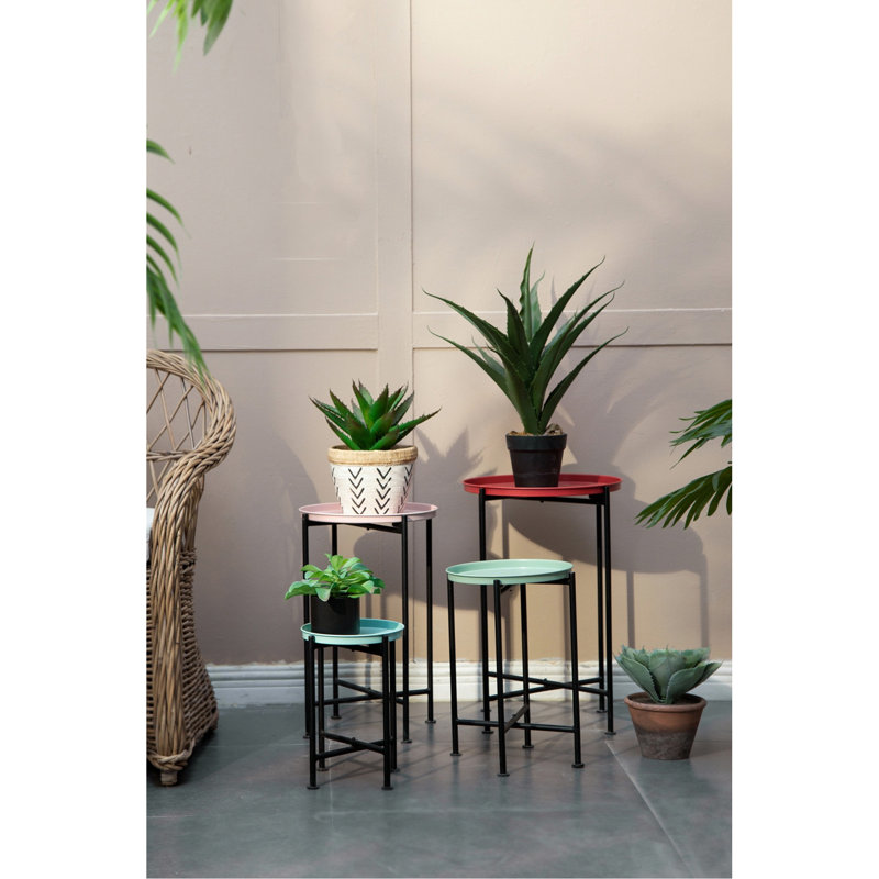 Ensemble de 4 supports à plantes gigognes multicolores, L1: D14X22 "L2: D12X20" L3: D10X16 "L4: D8X12"