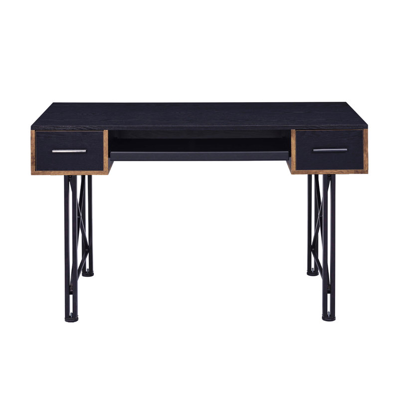 Rectangular Computer Desk With 2 Drawers, Black