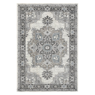 Honig Traditional Bordered Medallion Durable Performance Area Rug