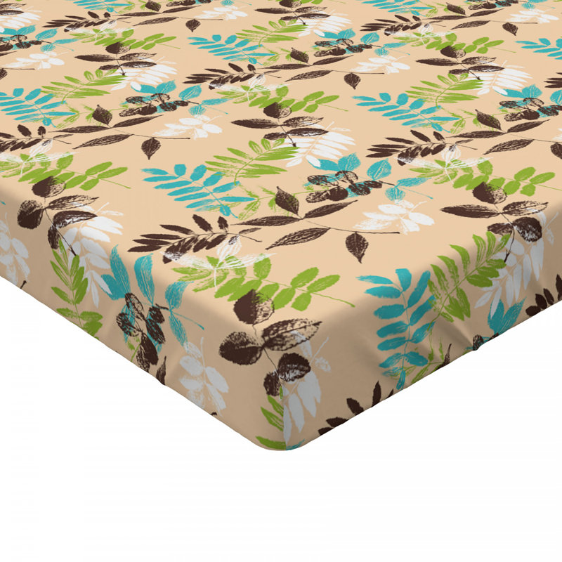 Twin XL Blue and Green Microfiber Floral Fitted Sheet