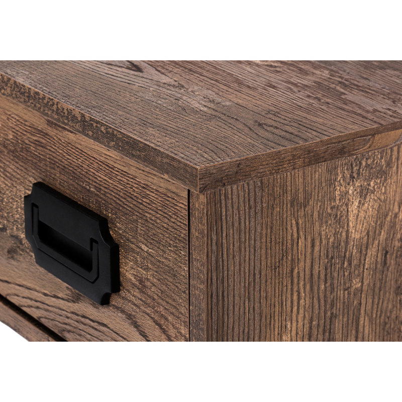 Bureau d'ordinateur en stratifié brun avec pieds en métal noir, tiroirs de rangement, longueur de 48 po, idéal pour le bureau à domicile, espace de travail de 48 po, stratifié, pieds et solutions