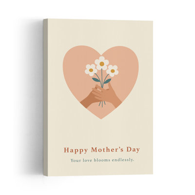 Mother'S Day Floral Heart Contemporary Daisy Flower Wall Art Print by Casa Cartissi - Print
